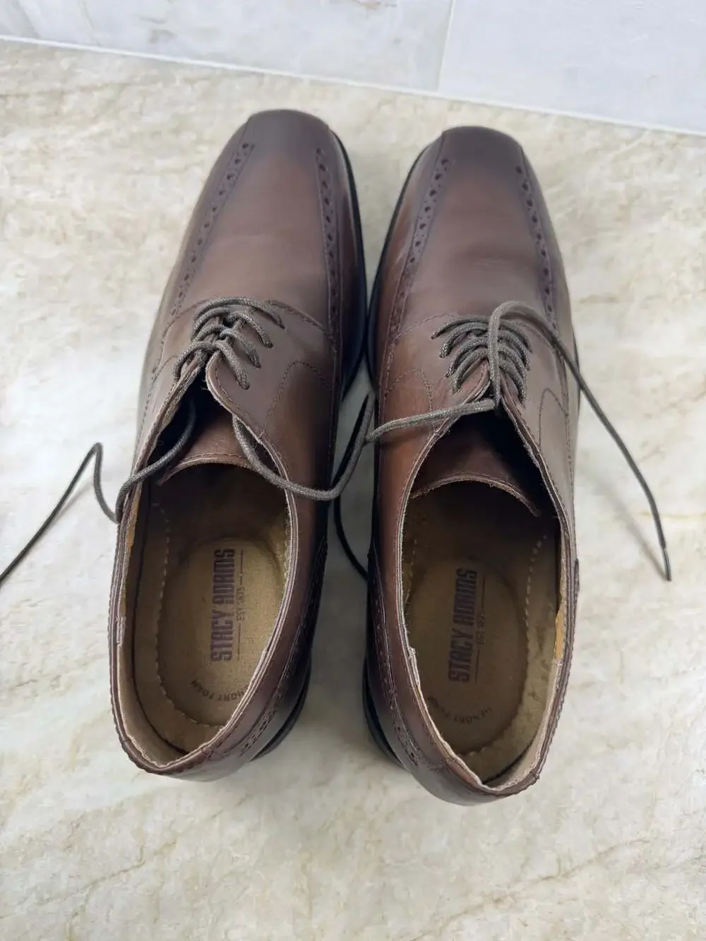 Stacy Adams Mens Brown Leather Oxford Dress Shoes Brogue 11.5 M 20177